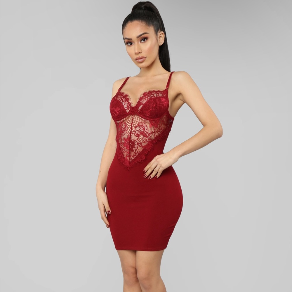 FashionNova Feelings With You Lace Mini Dress